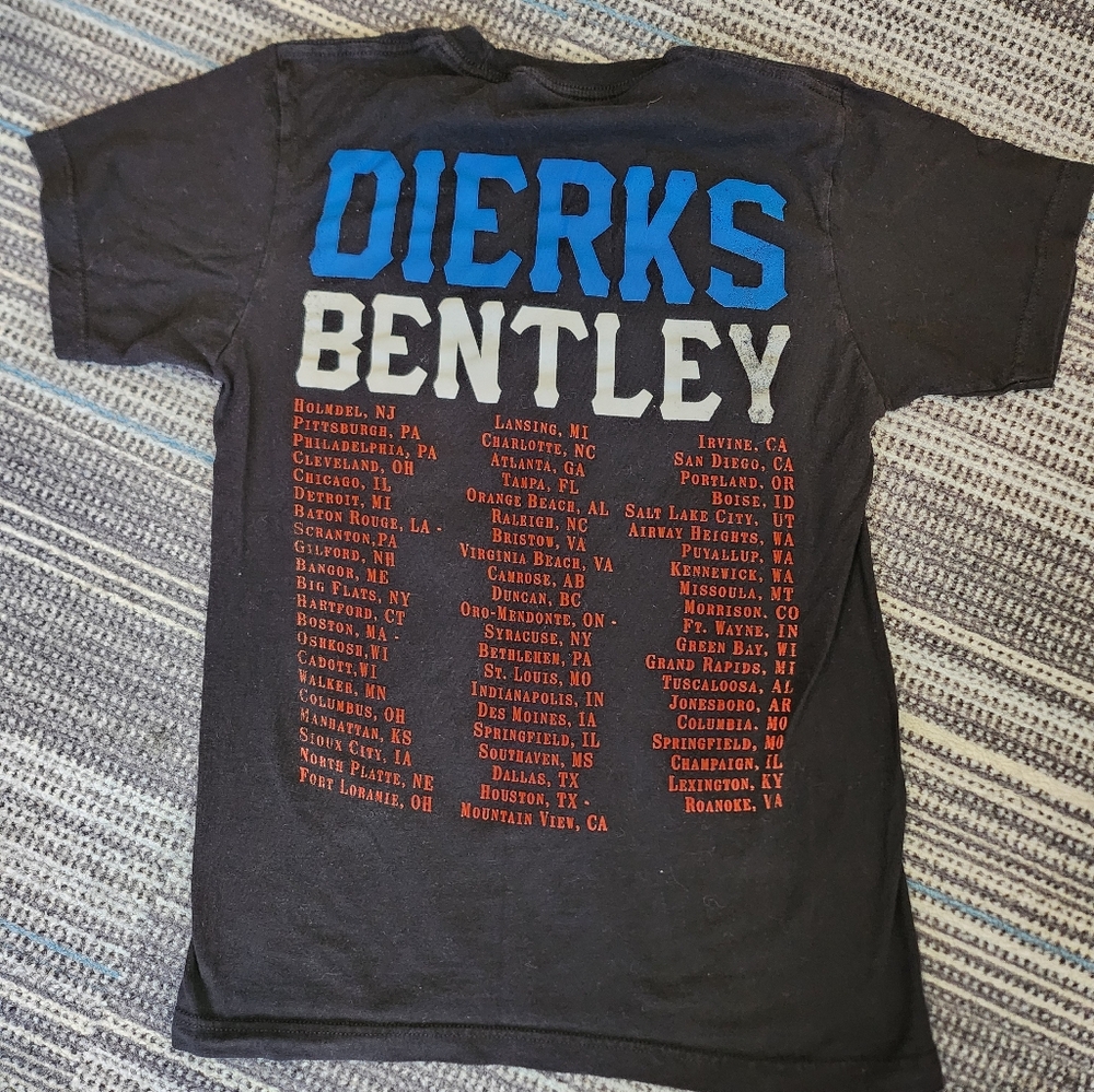 Dierks Bently Concert Tour Band Tee Black American Flag Shirt - Picture 2 of 7